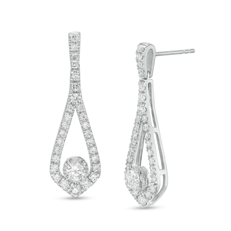 Main Image 1 of Diamonds Amplified 1 CT. T.W. Diamond Teardrop Earrings in 10K White Gold