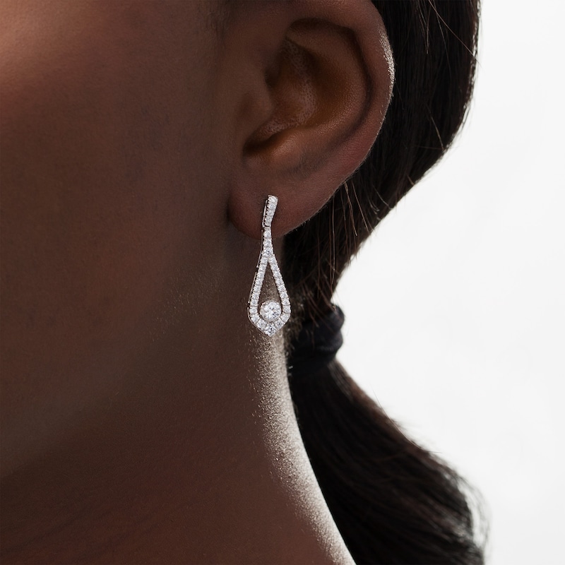 Main Image 2 of Diamonds Amplified 1 CT. T.W. Diamond Teardrop Earrings in 10K White Gold