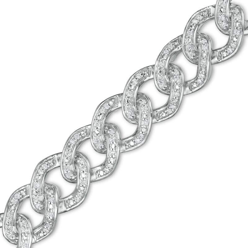 Main Image 1 of 1 CT. T.W. Diamond Chain Link Bracelet in Sterling Silver - 7.25"