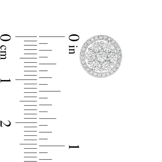 1 CT. T.w. Multi-Diamond Open Frame Stud Earrings in 10K White Gold