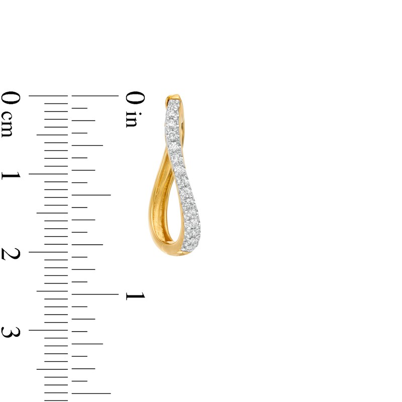 Main Image 3 of 1/4 CT. T.W. Diamond Wavy Hoop Earrings in 10K Gold