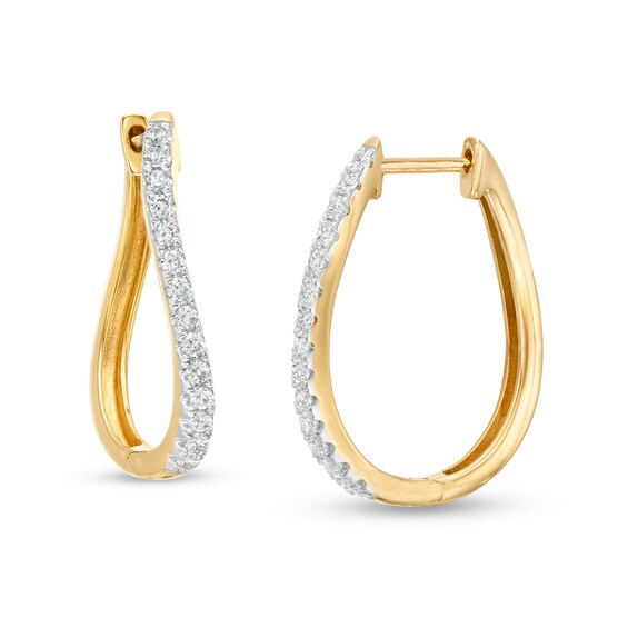 1/2 CT. T.W. Diamond Wavy Hoop Earrings in 10K Gold 1/2 CT. T.W. Diamond Wavy Hoop Earrings in 10K Gold