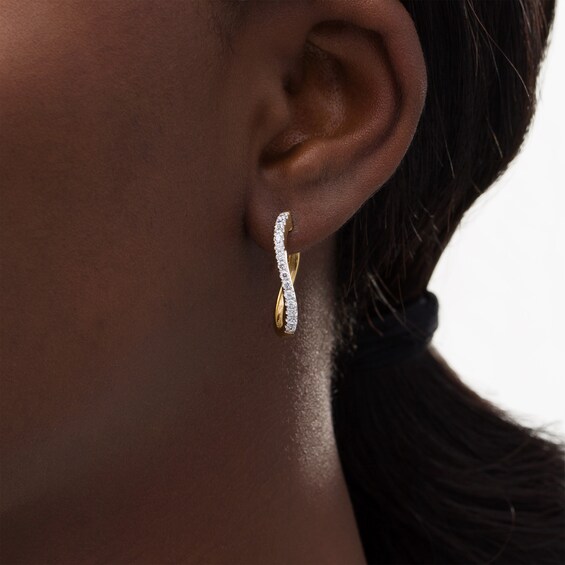 1/2 CT. T.W. Diamond Wavy Hoop Earrings in 10K Gold 1/2 CT. T.W. Diamond Wavy Hoop Earrings in 10K Gold