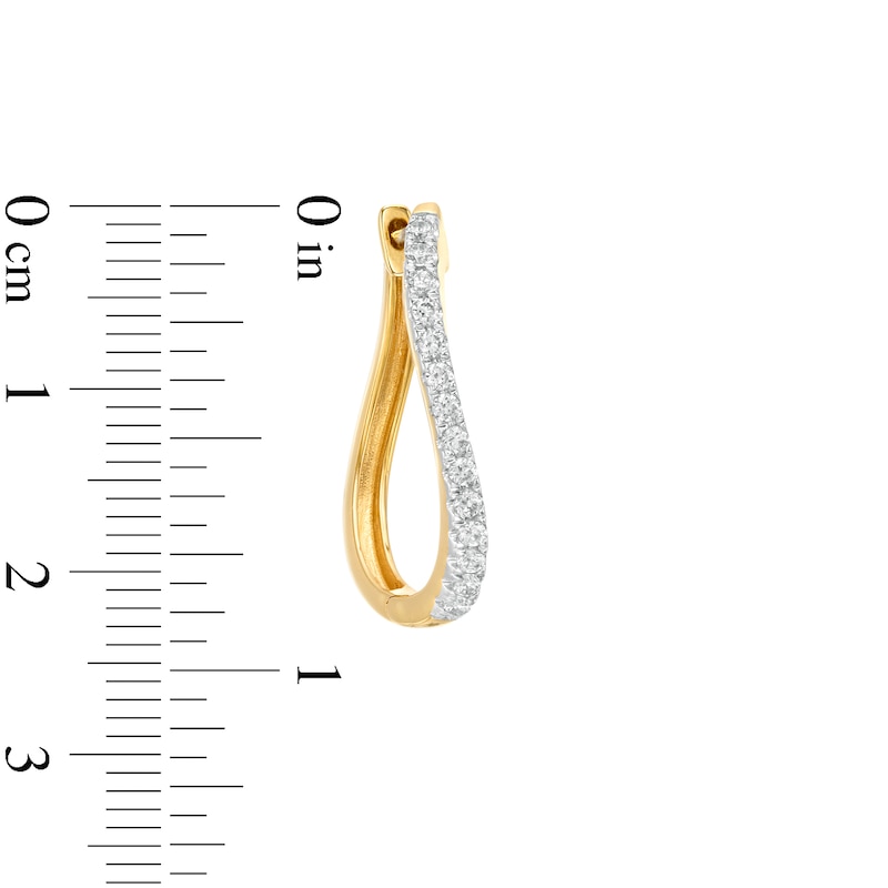 Main Image 3 of 1/2 CT. T.W. Diamond Wavy Hoop Earrings in 10K Gold