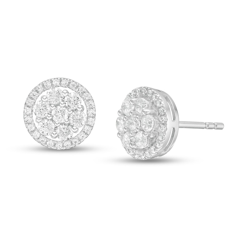 Main Image 1 of 1/2 CT. T.W. Composite Diamond Stud Earrings in 10K White Gold