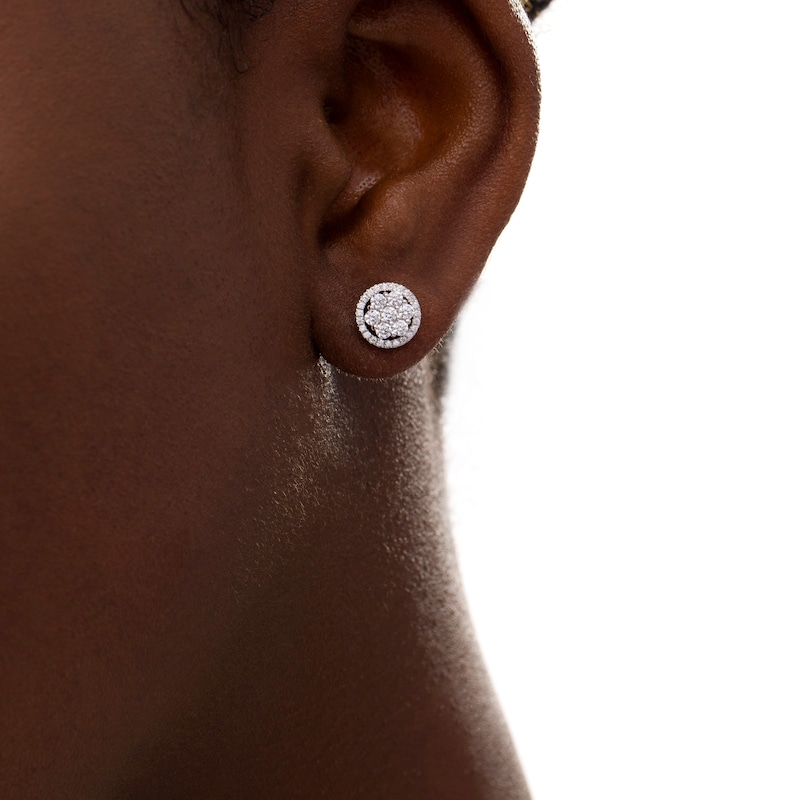 Main Image 2 of 1/2 CT. T.W. Composite Diamond Stud Earrings in 10K White Gold