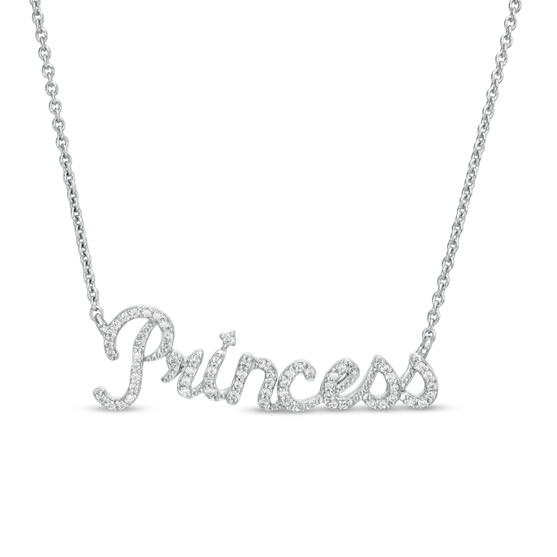 Main Image 1 of 1/5 CT. T.W. Diamond "Princess" Necklace in Sterling Silver