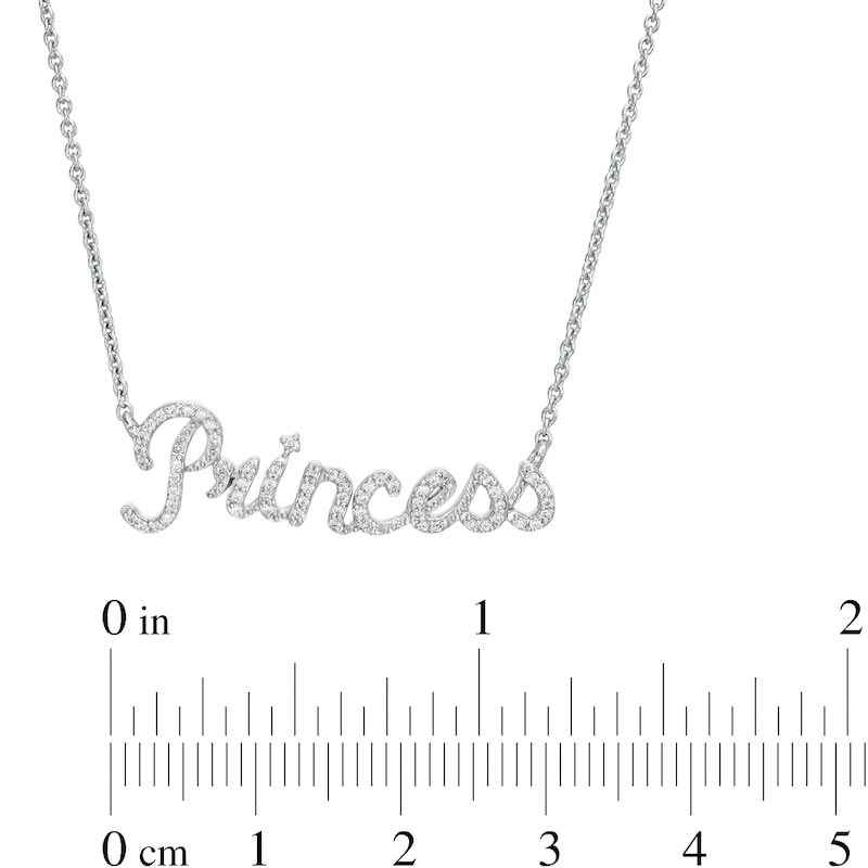 Main Image 3 of 1/5 CT. T.W. Diamond "Princess" Necklace in Sterling Silver