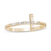 Thumbnail Image 0 of 1/8 CT. T.W. Baguette and Round Diamond Cross Ring in 10K Gold