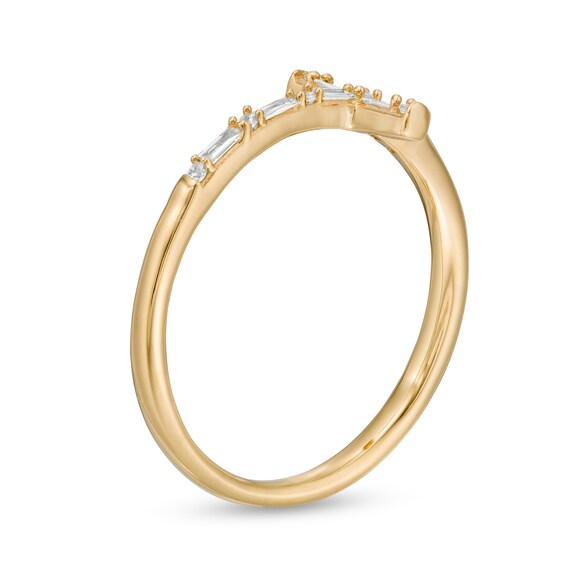 1/8 CT. T.w. Baguette and Round Diamond Cross Ring in 10K Gold