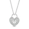 Thumbnail Image 1 of 1/10 CT. T.W. Diamond Heart-Shaped Lock Pendant in Sterling Silver