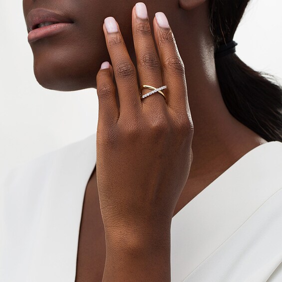 1/2 CT. T.w. Diamond Orbit Split Shank Ring in 10K Gold
