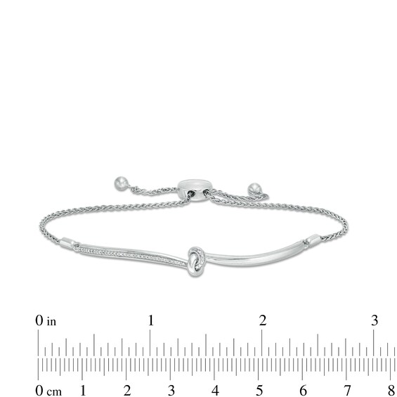 1/15 CT. T.w. Diamond Knot Bolo Bracelet in Sterling Silver - 9.5"
