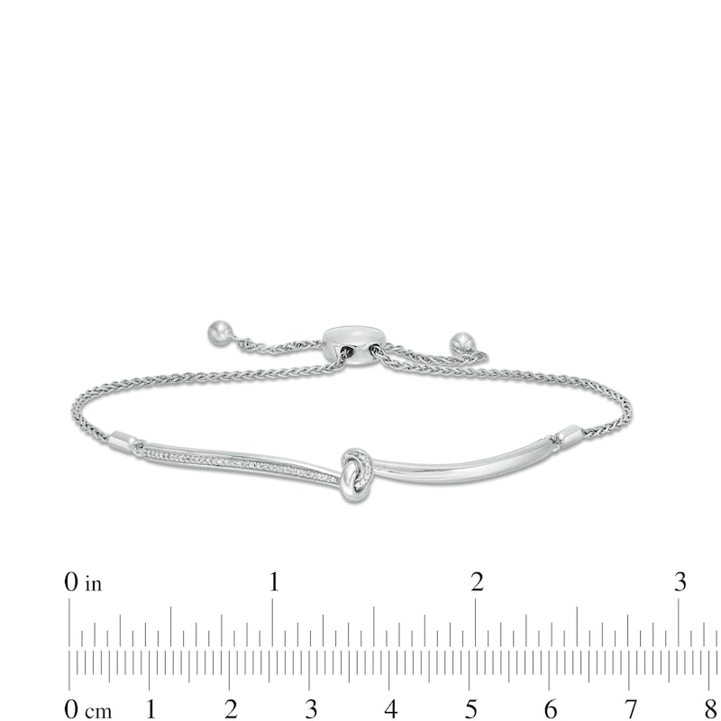 Main Image 3 of 1/15 CT. T.W. Diamond Knot Bolo Bracelet in Sterling Silver - 9.5"