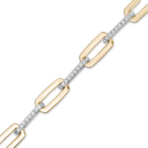 1/2 CT. T.w. Diamond Paper Clip Link Bracelet in 10K Gold - 7.5"