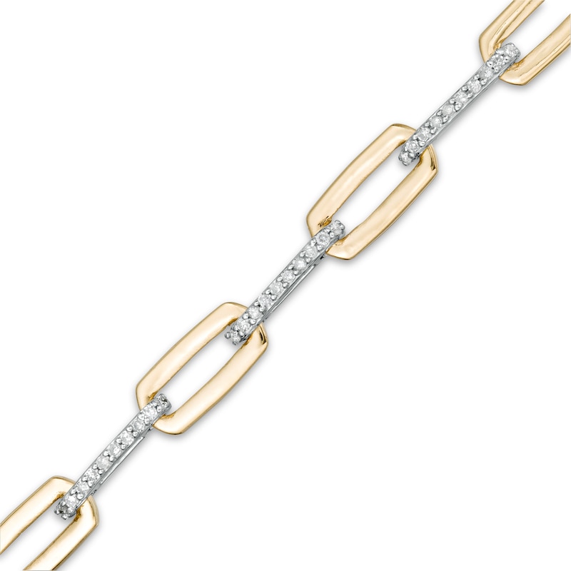 Main Image 1 of 1/2 CT. T.W. Diamond Paper Clip Link Bracelet in 10K Gold - 7.5"