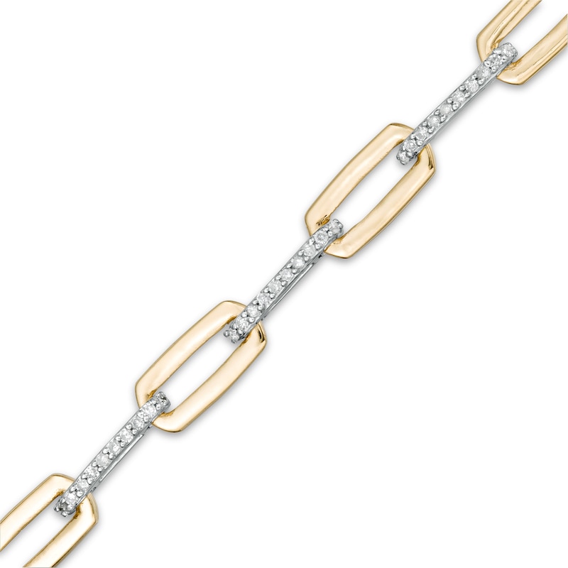 1/2 CT. T.W. Diamond Paper Clip Link Bracelet in 10K Gold - 7.5"