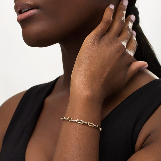 1/2 CT. T.w. Diamond Paper Clip Link Bracelet in 10K Gold - 7.5"