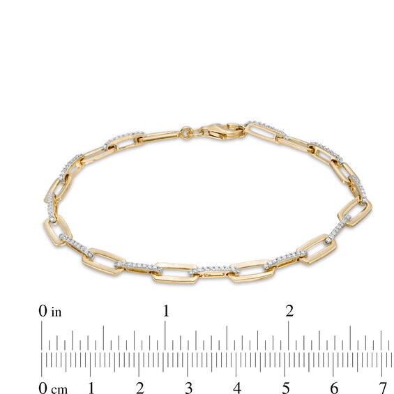 1/2 CT. T.w. Diamond Paper Clip Link Bracelet in 10K Gold - 7.5"