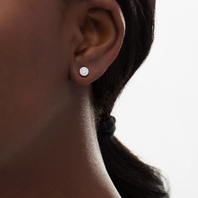 Main Image 2 of 1/4 CT. T.W. Diamond Illusion Frame Stud Earrings in 10K White Gold