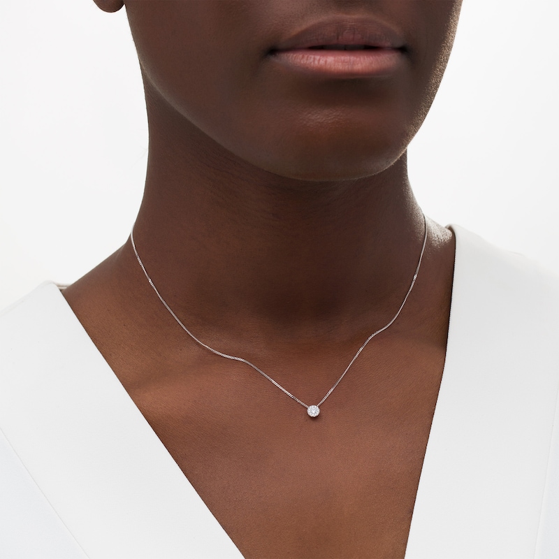 Main Image 2 of 1/10 CT. T.W. Diamond Frame Pendant in 10K White Gold