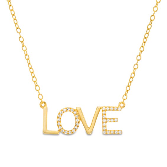 1/8 CT. T.w. Diamond "Love" Necklace in 10K Gold