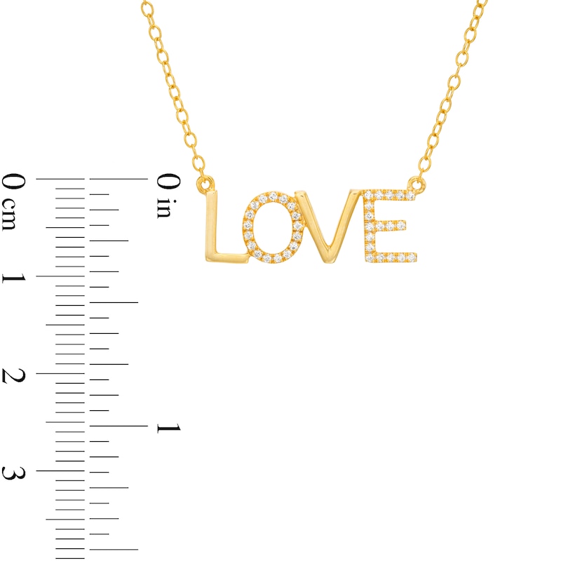 Main Image 4 of 1/8 CT. T.W. Diamond "LOVE" Necklace in 10K Gold