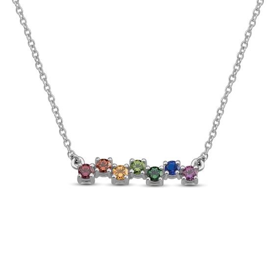 Mother's Birthstone Scatter Bar Necklace (4-8 Stones)
