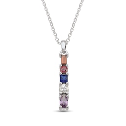 Mother's Multi-Shaped Birthstone Vertical Bar Pendant (5 Stones)