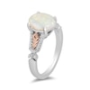 Thumbnail Image 2 of Enchanted Disney Elsa Oval Opal and 1/10 CT. T.W. Diamond Ring in Sterling Silver and 10K Rose Gold