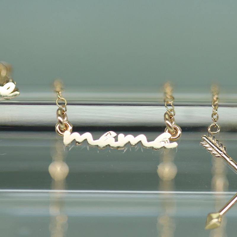 Elliot Young Cursive "mama" Necklace in 14K Gold - 16.5"