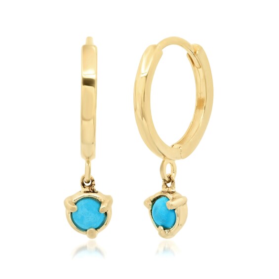 Elliot Young Turquoise Charm Hoop Earrings in 14K Gold Elliot Young Turquoise Charm Hoop Earrings in 14K Gold