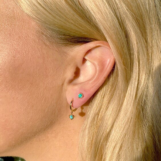 Elliot Young Turquoise Charm Hoop Earrings in 14K Gold Elliot Young Turquoise Charm Hoop Earrings in 14K Gold