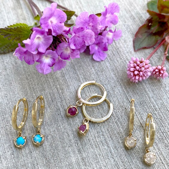 Elliot Young Turquoise Charm Hoop Earrings in 14K Gold Elliot Young Turquoise Charm Hoop Earrings in 14K Gold