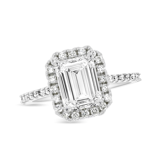 2-7/8 CT. T.w. GIA-Graded Emerald-Cut Diamond Octagonal Frame Engagement Ring in Platinum (I/Si2)