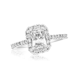 1-3/8 CT. T.W. GIA-Graded Radiant-Cut Diamond Octagonal Frame Engagement Ring in 14K White Gold (I/SI2)