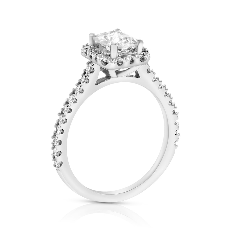 Main Image 2 of 1-3/8 CT. T.W. GIA-Graded Radiant-Cut Diamond Octagonal Frame Engagement Ring in 14K White Gold (I/SI2)