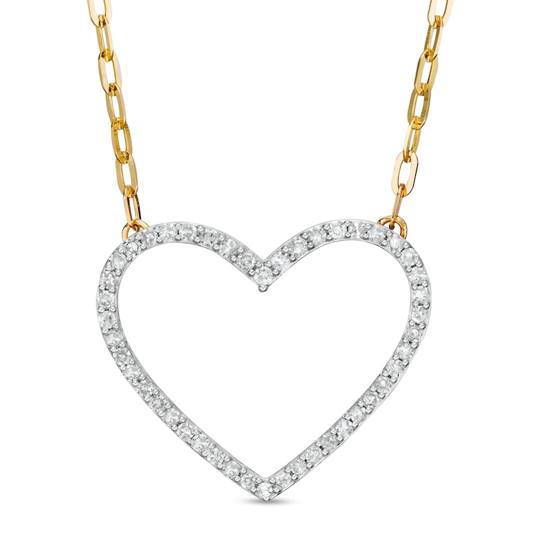 Main Image 1 of 1/4 CT. T.W. Diamond Heart Necklace in 10K Gold