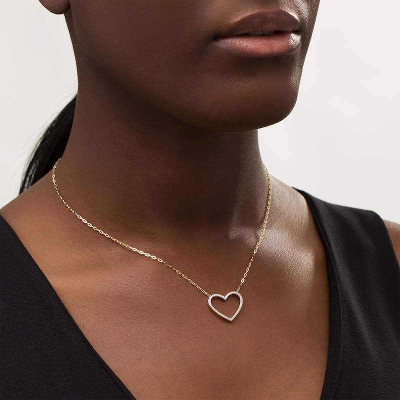 Main Image 2 of 1/4 CT. T.W. Diamond Heart Necklace in 10K Gold
