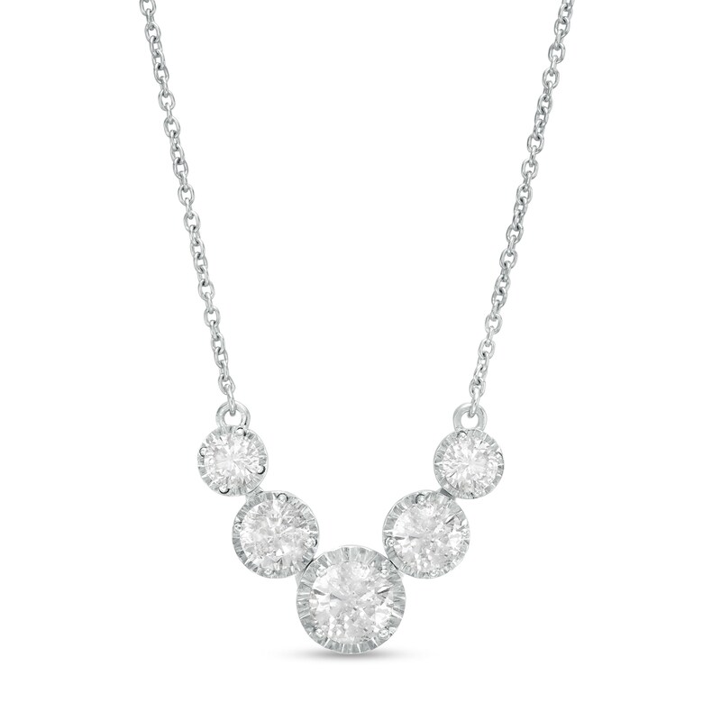 Main Image 1 of Diamonds Amplified 1 CT. T.W. Diamond Five Stone Necklace in 10K White Gold