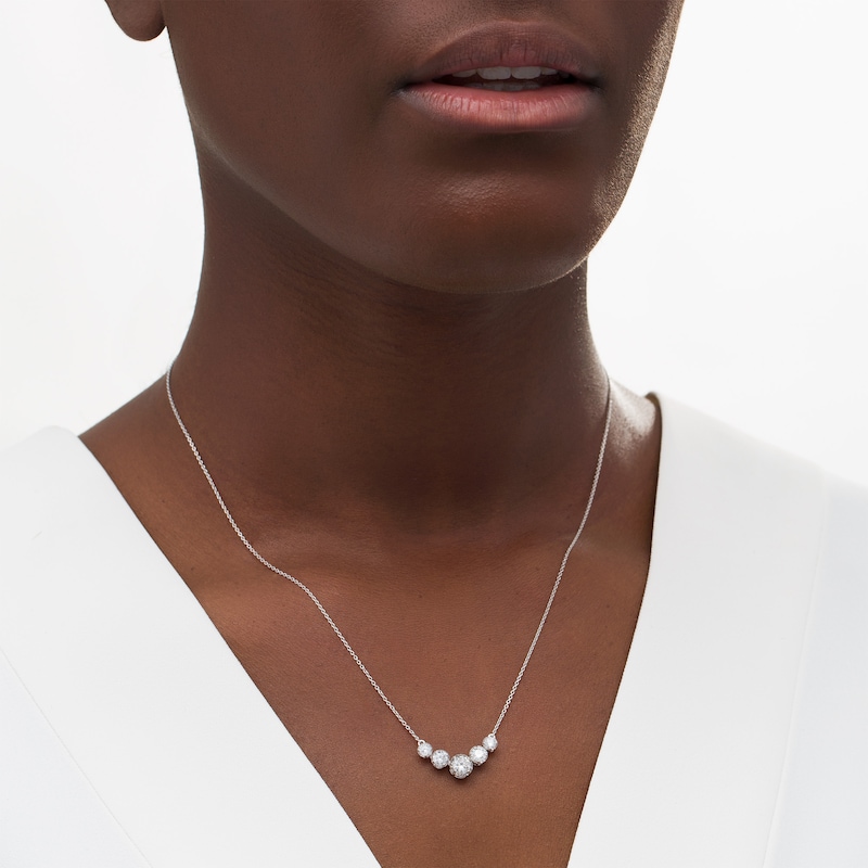 Main Image 2 of Diamonds Amplified 1 CT. T.W. Diamond Five Stone Necklace in 10K White Gold