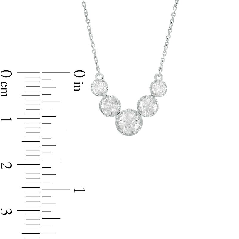 Main Image 3 of Diamonds Amplified 1 CT. T.W. Diamond Five Stone Necklace in 10K White Gold