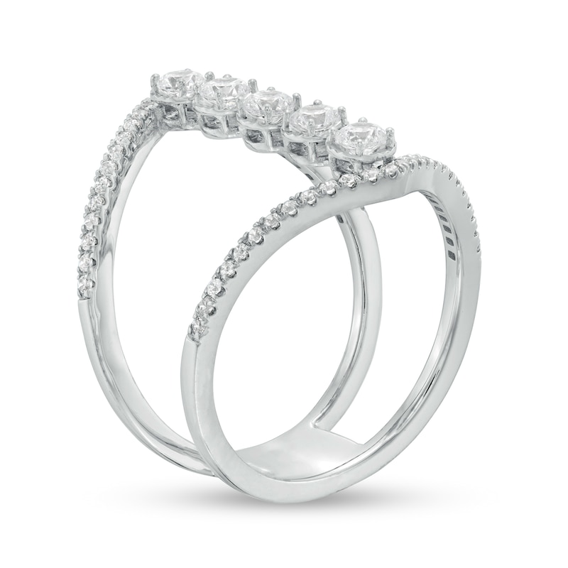 Main Image 3 of Diamonds Amplified 3/4 CT. T.W. Diamond Linear Split Shank Ring in 10K White Gold
