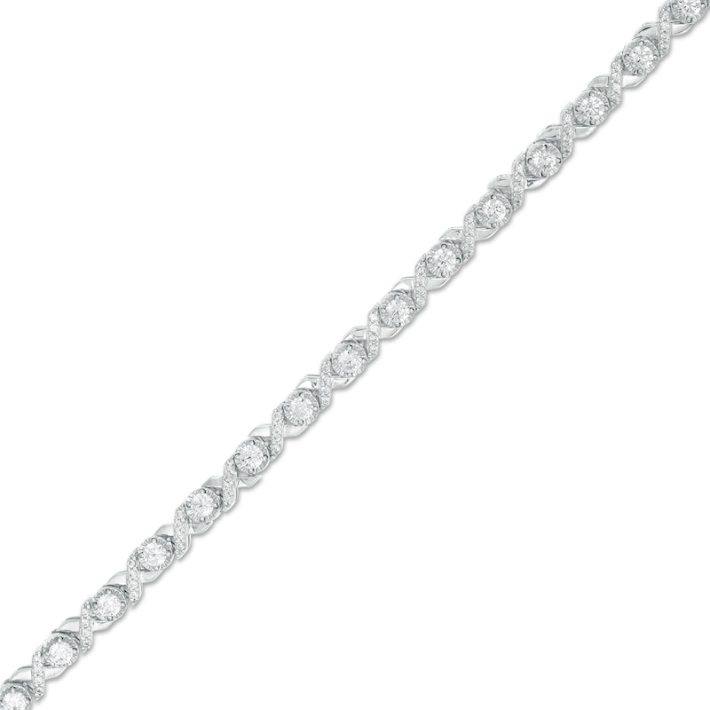 Main Image 1 of Diamonds Amplified 2 CT. T.W. Diamond "XO" Bracelet in 10K White Gold - 7.25"