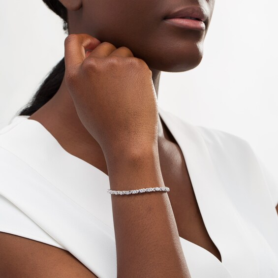 Diamonds Amplified 2 CT. T.w. Diamond "Xo" Bracelet in 10K White Gold - 7.25"