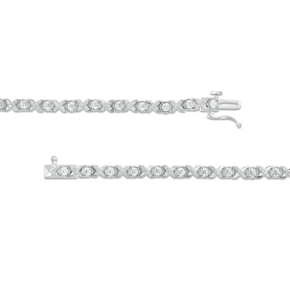 Diamonds Amplified 2 CT. T.w. Diamond "Xo" Bracelet in 10K White Gold - 7.25"