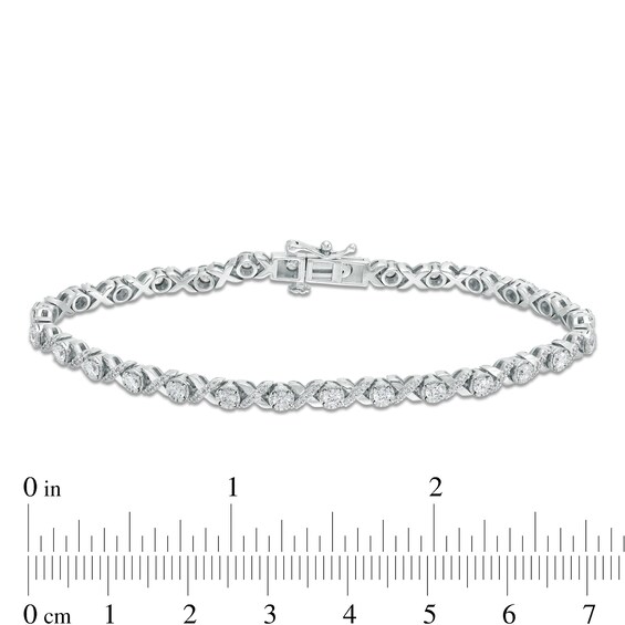 Diamonds Amplified 2 CT. T.w. Diamond "Xo" Bracelet in 10K White Gold - 7.25"