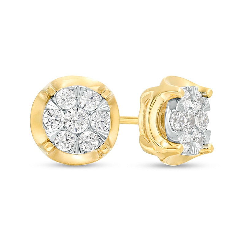 Main Image 1 of 1/4 CT. T.W. Multi-Diamond Stud Earrings in 10K Two-Tone Gold
