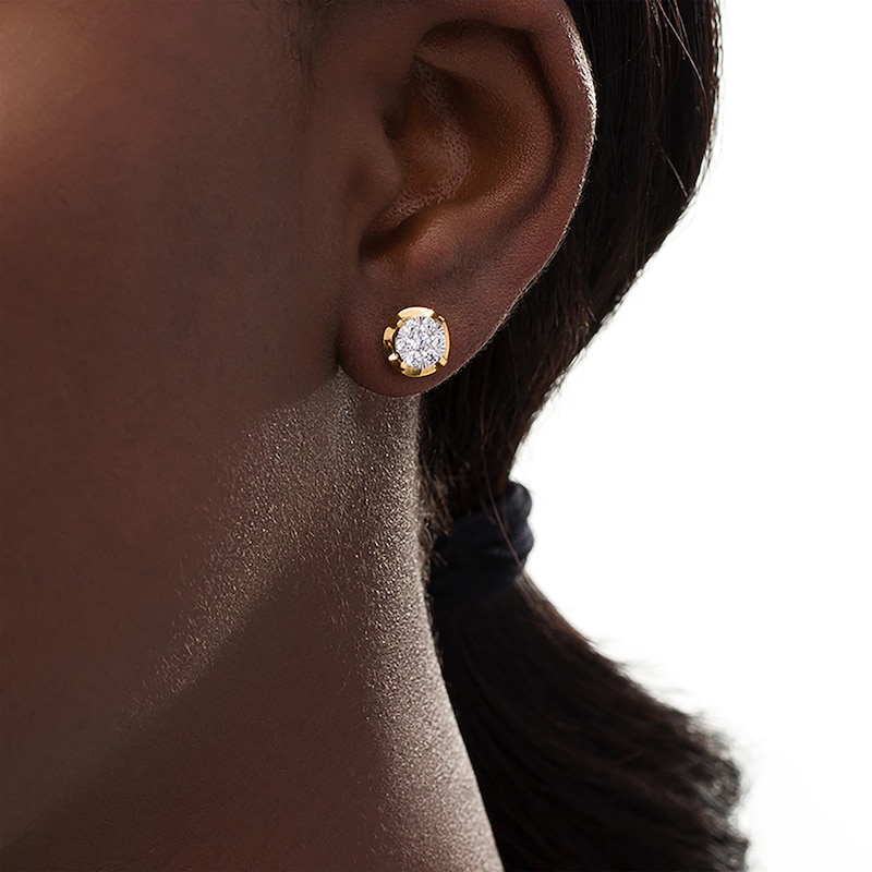 Main Image 2 of 1/4 CT. T.W. Multi-Diamond Stud Earrings in 10K Two-Tone Gold