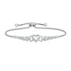 Thumbnail Image 1 of 1/10 CT. T.W. Diamond Heart Bolo Bracelet in Sterling Silver - 9.5"